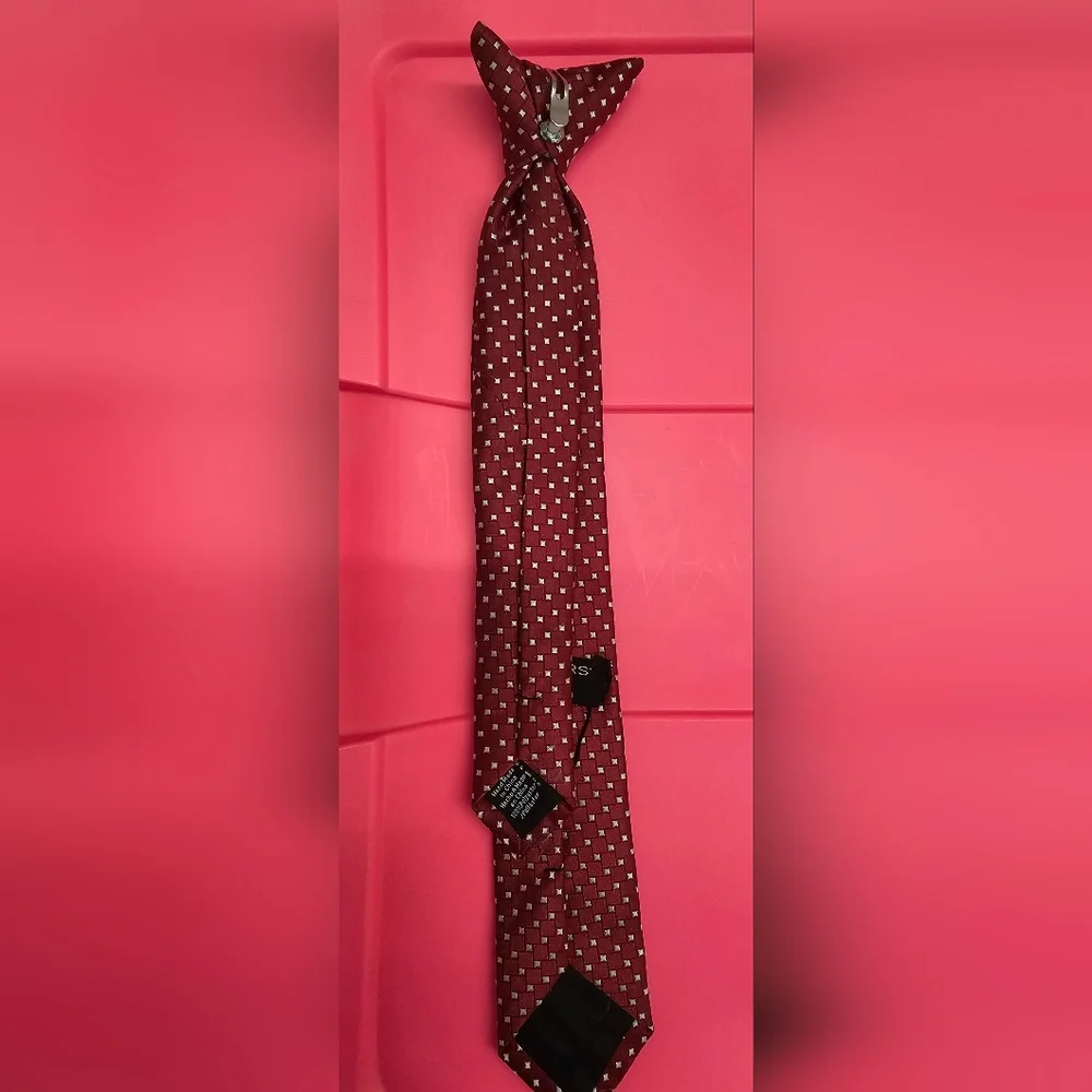 Kids Burgundy Polka Dot Clip On Tie